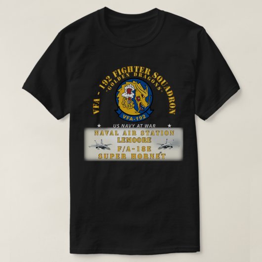 VFA 192 Golden Dragons FA 18E Super Hornet NAS Lem T-shirt (Design voorkant)