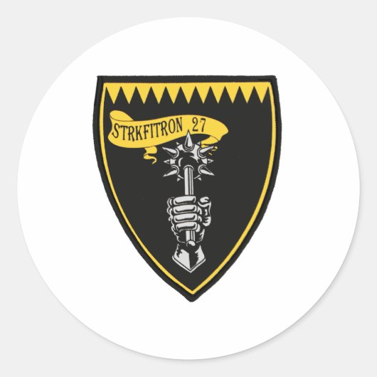 VFA-27 Royal Maces F/A-18 Ronde Sticker (Voorkant)