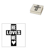 vHij houdt van mij zoals Jezus citeert evangelie Rubberstempel (Gestempeld)