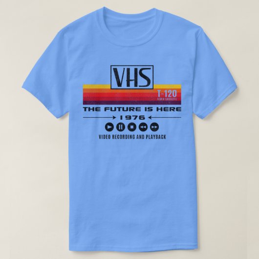 VHS De toekomst is hier 1976 LTS versleten T-shirt (Design voorkant)