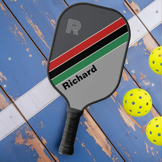 VHS Gestreept met Initiaal en Naam Pickleball Paddle