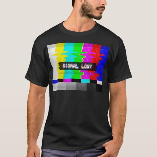 VHS Glitch - Signaal verloren kabel-tv versleuteld T-shirt (Voorkant)
