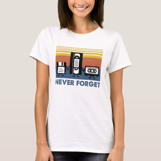 VHS Never Forget Cassette Tape 80s Retro T-shirt (Voorkant)