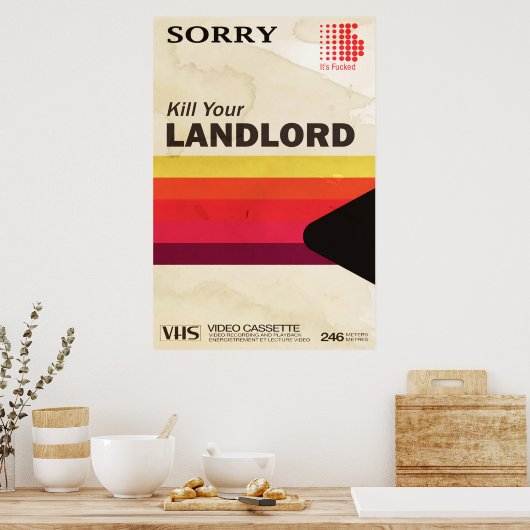  VHS Retro Parody Vaporwave Anticapitalist Poster (Keuken)