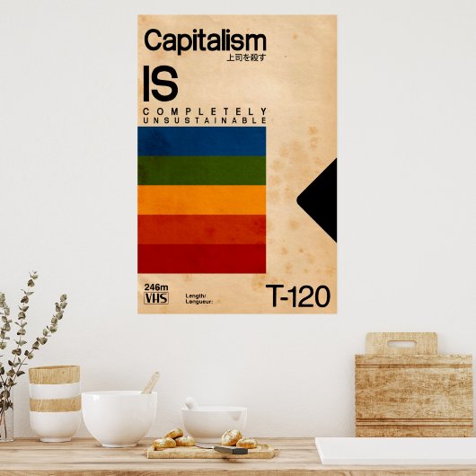 VHS Retro Vaporwave Parody Anticapitalism Poster (Keuken)