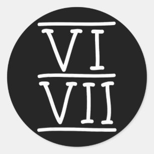 Vi Vii 67 Romeinse cijfers Meme Grappig handschrif Ronde Sticker
