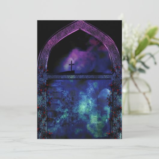 Via de Arch Gothic Wedding Invite Kaart (Staand voorkant)