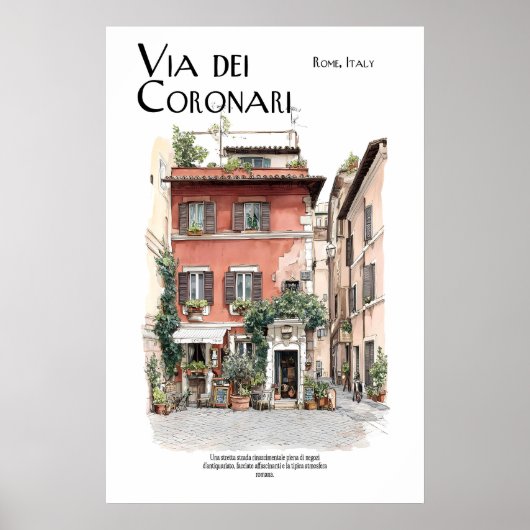 Via dei Coronari Poster Rome Italië Straatkunst (Voorkant)