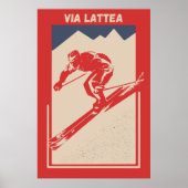 Via Lattea Italië Frankrijk skioord  retro Poster (Voorkant)