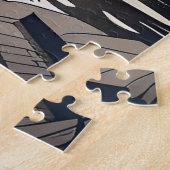 viaduct brug waterlijn bergen landschap legpuzzel (Zijkant)