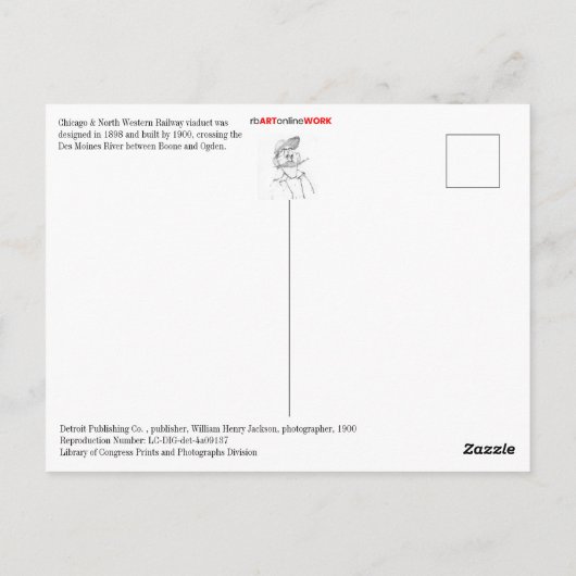 viaduct voor de Westerne spoorweg in Chicago en No Briefkaart (Achterkant)