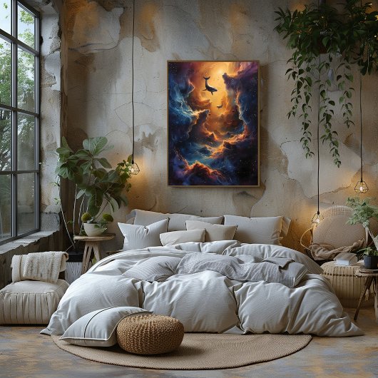 Viaje Cósmico de Ballenas El Abrazo de la Nebulosa Perfect Poster