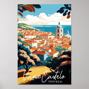 Viana Castelo Portugal vintage reisillustratie Poster