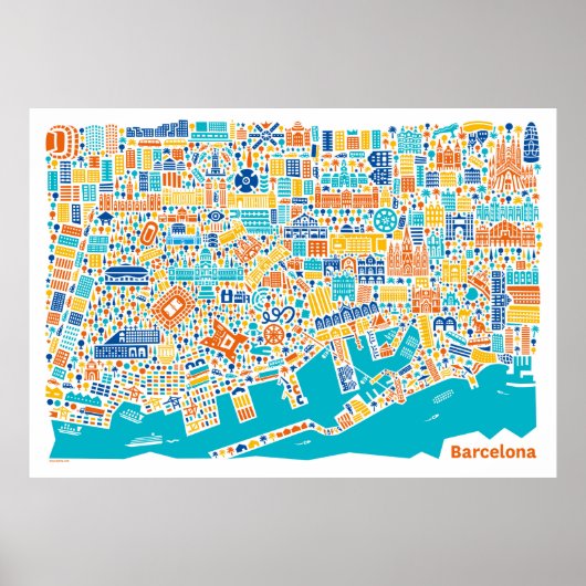 Vianina Barcelona City Map Poster (Voorkant)