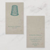 Viantage Thimble Dress Maker Seamstress Visitekaartje (Voorkant / Achterkant)