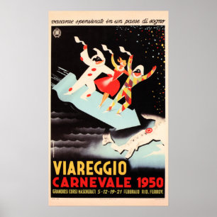 VIAREGGIO CARNEVALE 1950 Festival Old Italy Travel Poster