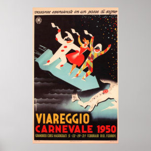 Viareggio Carnevale 1950 Italië  Adverteren Poster