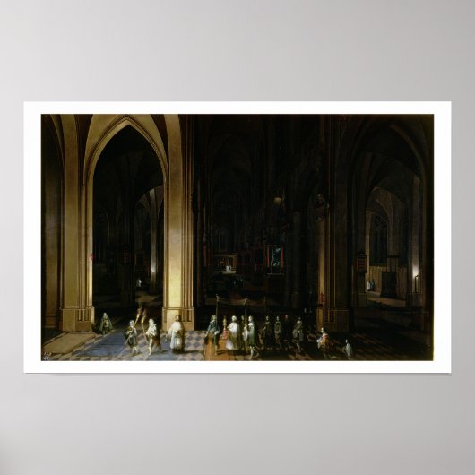 Viaticum in het binnenland van een kerk poster (Voorkant)