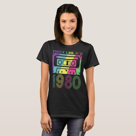 Vibe  80-feesten zoals in 1980 Retro T-shirt (Voorkant volledig)