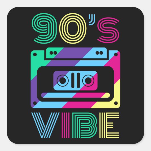 Vibe 90's 'Thed Party Outfit Mam Pap' Vierkante Sticker (Voorkant)