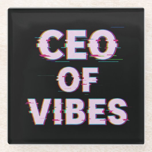 VIBE CEO PROTOCOL - Reality Glitch (Instant Aura U Glazen Onderzetter (Voorkant)