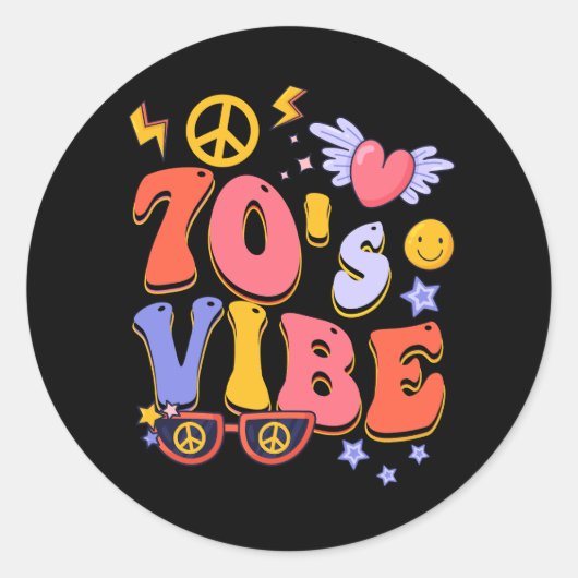 Vibe Costume 70s Party Outfit Groovy Hippie P Ronde Sticker (Voorkant)