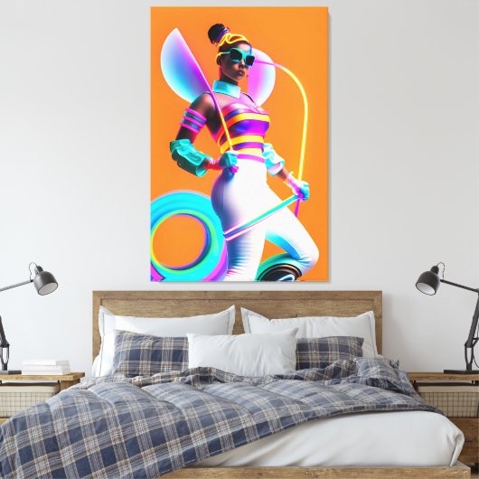 Vibe Jibe Elektrische Ken Gauge Retrowave Fun Canvas Afdruk (Insitu (Slaapkamer))