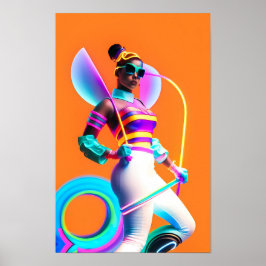 Vibe Jibe Elektrische Ken Gauge Retrowave Fun Poster