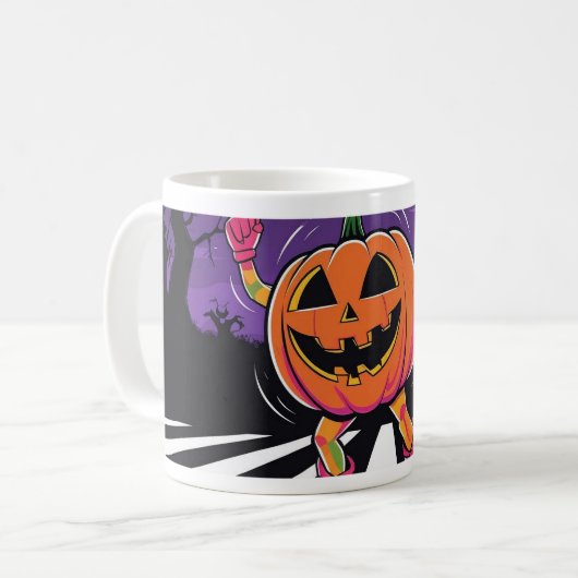 Vibe me Jack-o-lantern Tshirt met lange mouwen Koffiemok (Voorkant links)
