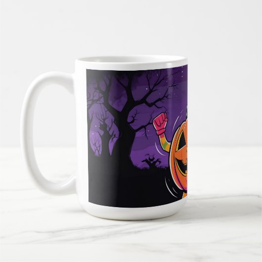 Vibe me Jack-o-lantern Tshirt met lange mouwen Koffiemok (Links)