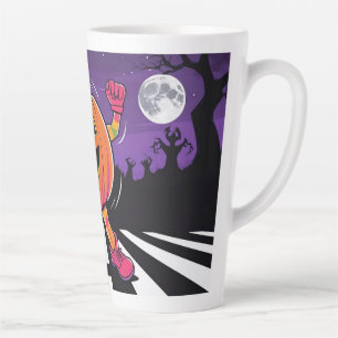 Vibe me Jack-o-lantern Tshirt met lange mouwen Latte Mok