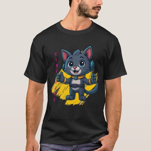 Vibe Mode Cat - Retro Design T-shirt (Voorkant)