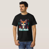 Vibe Mode" Cute Cartoon Cat T-Shirt | (Voorkant volledig)