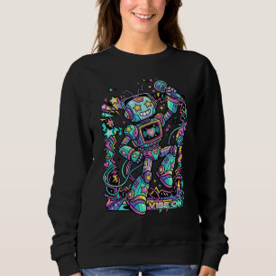 VIBE ON Neon Robot DJ – Kleurrijke Muziekmascotte Trui