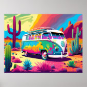 Vibe: Retro Van in Desert Poster (Voorkant)