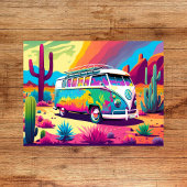 Vibe: Retro Van in Desert Poster