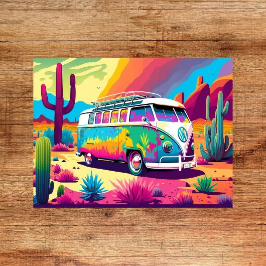  Vibe: Retro Van in Desert Poster
