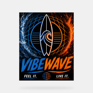 Vibe Wave Neon Surf Poster – Retro Synthwave Esthe