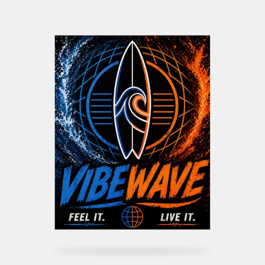 Vibe Wave Neon Surf Poster – Retro Synthwave Esthe (Voorkant)
