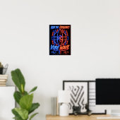 Vibe Wave Neon Surf Poster – Retro Synthwave Esthe (Thuiskantoor)