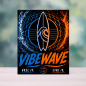 Vibe Wave Neon Surf Poster – Retro Synthwave Esthe (Neutraal)