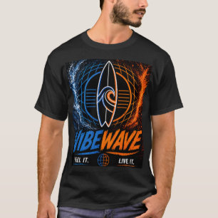 Vibe Wave Neon Surf Poster – Retro Synthwave Esthe T-shirt