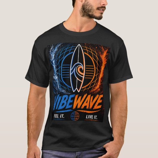 Vibe Wave Neon Surf Poster – Retro Synthwave Esthe T-shirt (Voorkant)
