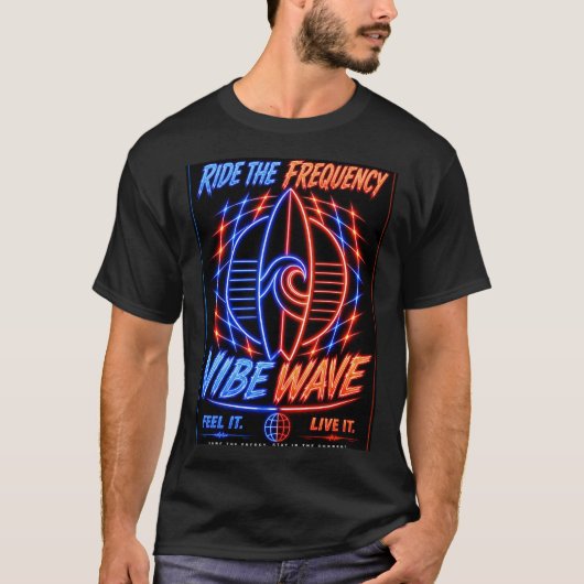 Vibe Wave Neon Surf Poster – Retro Synthwave Esthe T-shirt (Voorkant)