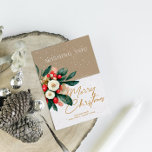 Vibe Winter Wonderland Kerst Kaart 2<br><div class="desc">Dit kaartontwerp is gevuld met kleur en de vreugde van een winterwonderland  vibe: Witte kerstbloemen met rode bessen vakantieboeket. Elegant script en serieuze typografie.</div>