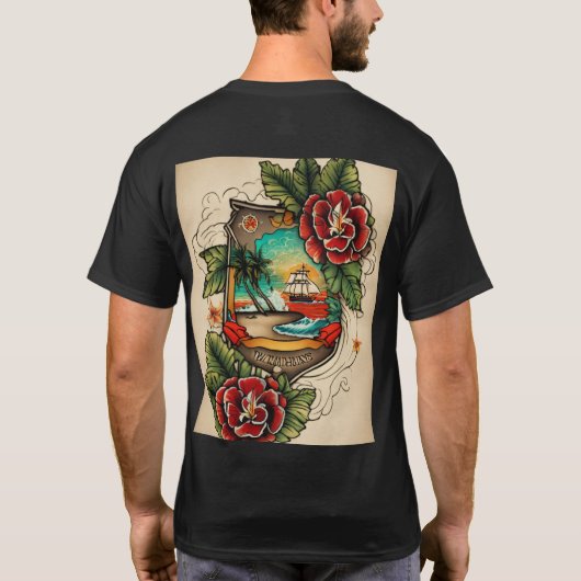  Vibes: Amerikaans traditioneel Tattoo ontwerp T-shirt (Achterkant)