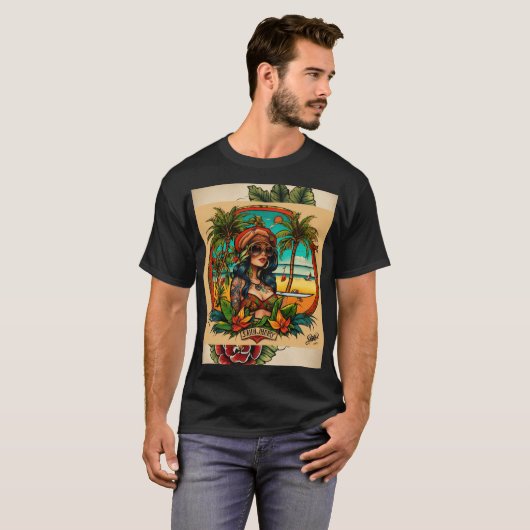 Vibes: Amerikaans traditioneel Tattoo ontwerp T-shirt (Voorkant volledig)