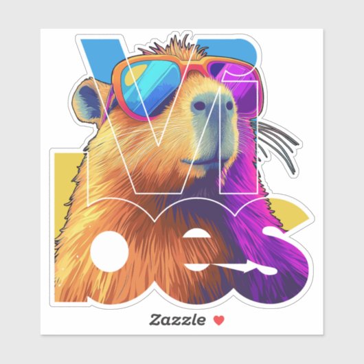 Vibes Capybara Retro Design Sticker (Vel)