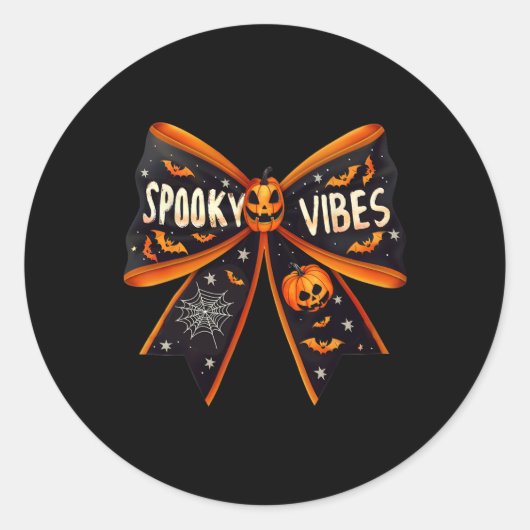Vibes Coquette Bow Groovy Halloween Vrouwen Meisje Ronde Sticker (Voorkant)