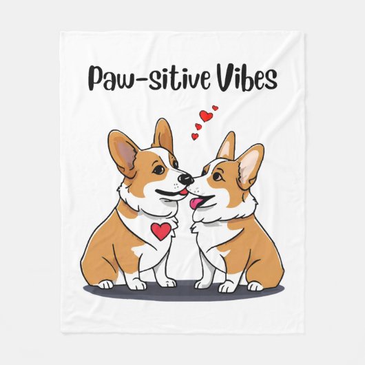 Vibes Corgis in liefde Fleece Deken (Voorkant)